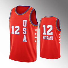 Men's USA Team Memphis Grizzlies -  Jaren Jackson - Jr. Ja Morant 2020 NBA Rising Star Red Jersey
