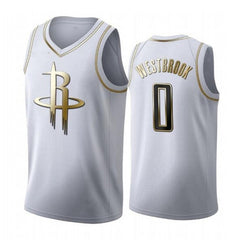 Houston Rockets - Golden NBA Edition White Basketball Jersey - Russell Westbrook - James Harden - P.J. Tucker Robert - Covington