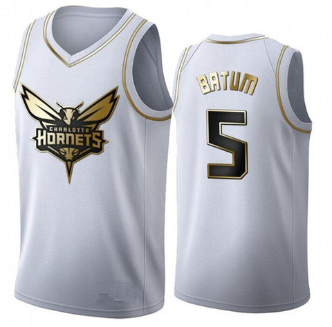 Charlotte Hornets - Nicolas Batum - Golden NBA Edition White Basketball Jersey