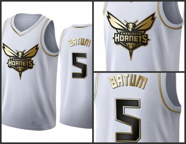 Charlotte Hornets - Nicolas Batum - Golden NBA Edition White Basketball Jersey