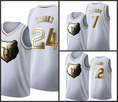 Memphis Grizzlies  Golden NBA Edition White Basketball Jersey -  Justise Winslow - Dillon Brooks - Ja Morant 
