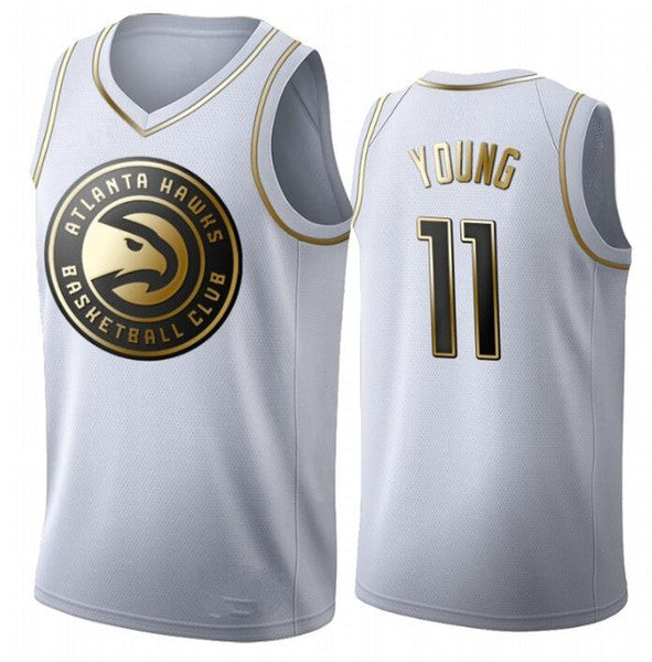 Atlanta Hawks  Golden NBA Edition White Basketball Jerseyv- Trae Young 