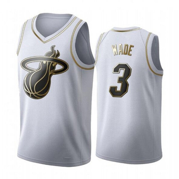 Miami Heat  Golden NBA Edition White Basketball Jersey - Dwyane Wade - Jimmy Butler - Andre Iguodala - Solomon Hill - Jae Crowder 