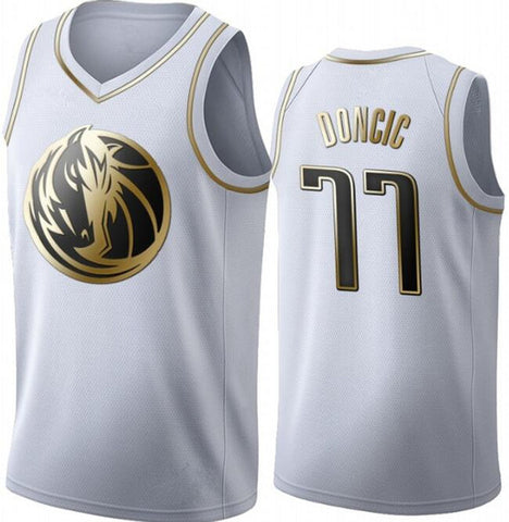 Dallas Mavericks - Luka Doncic - Golden NBA Edition White Basketball Jersey