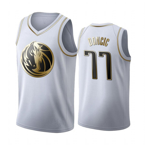 Dallas Mavericks - Luka Doncic - Golden NBA Edition White Basketball Jersey
