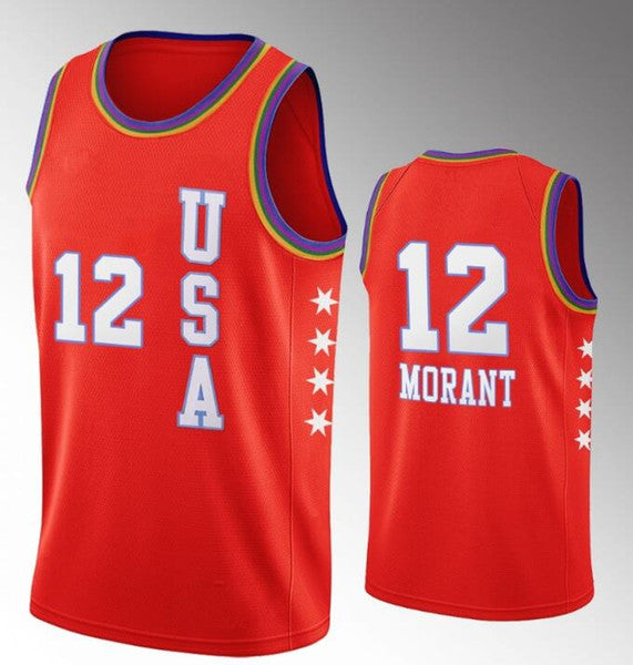 Men's USA Team Memphis Grizzlies -  Jaren Jackson - Jr. Ja Morant 2020 NBA Rising Star Red Jersey
