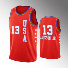 Men's USA Team Memphis Grizzlies -  Jaren Jackson - Jr. Ja Morant 2020 NBA Rising Star Red Jersey