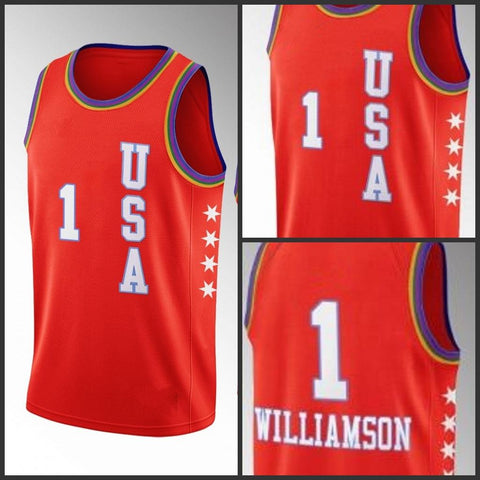 Men's USA Team New Orleans Pelicans Zion Williamson 2020 NBA Rising Star Red Jersey