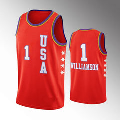 Men's USA Team New Orleans Pelicans Zion Williamson 2020 NBA Rising Star Red Jersey