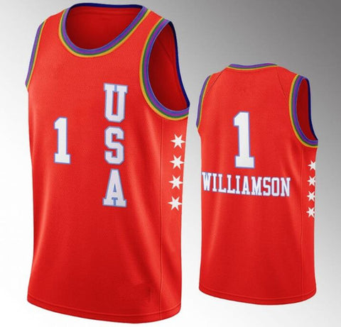 Men's USA Team New Orleans Pelicans Zion Williamson 2020 NBA Rising Star Red Jersey