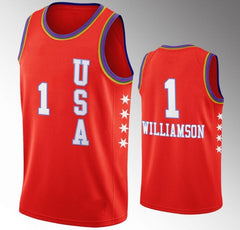 Men's USA Team New Orleans Pelicans Zion Williamson 2020 NBA Rising Star Red Jersey