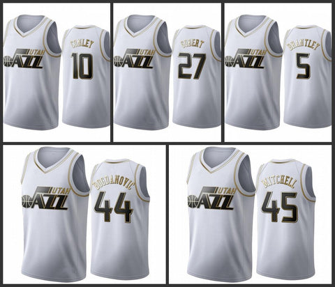 Utah Jazz - Golden NBA Edition White Jersey - Donovan Mitchell - Bojan Bogdanovic - Jarrell Brantley - Mike Conley - Rudy Gobert 