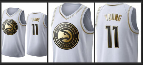 Atlanta Hawks  Golden NBA Edition White Basketball Jerseyv- Trae Young 