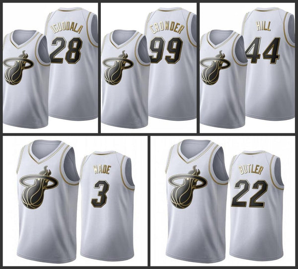 Miami Heat  Golden NBA Edition White Basketball Jersey - Dwyane Wade - Jimmy Butler - Andre Iguodala - Solomon Hill - Jae Crowder 
